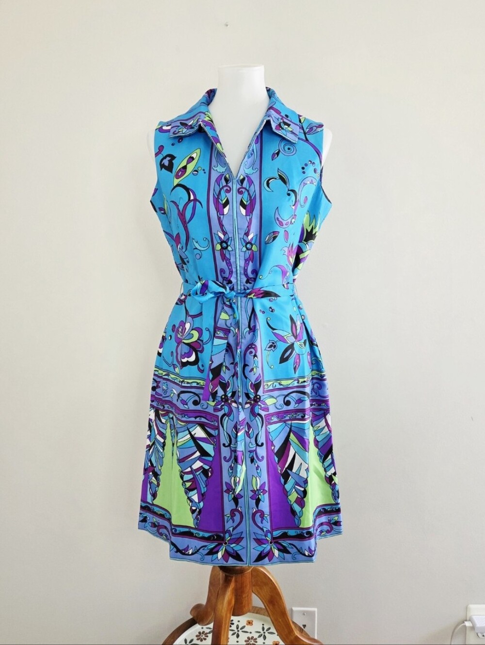 Best & Co Vintage 50s 60s 70s Zip Front Multicolor Shift Dress Small Medium